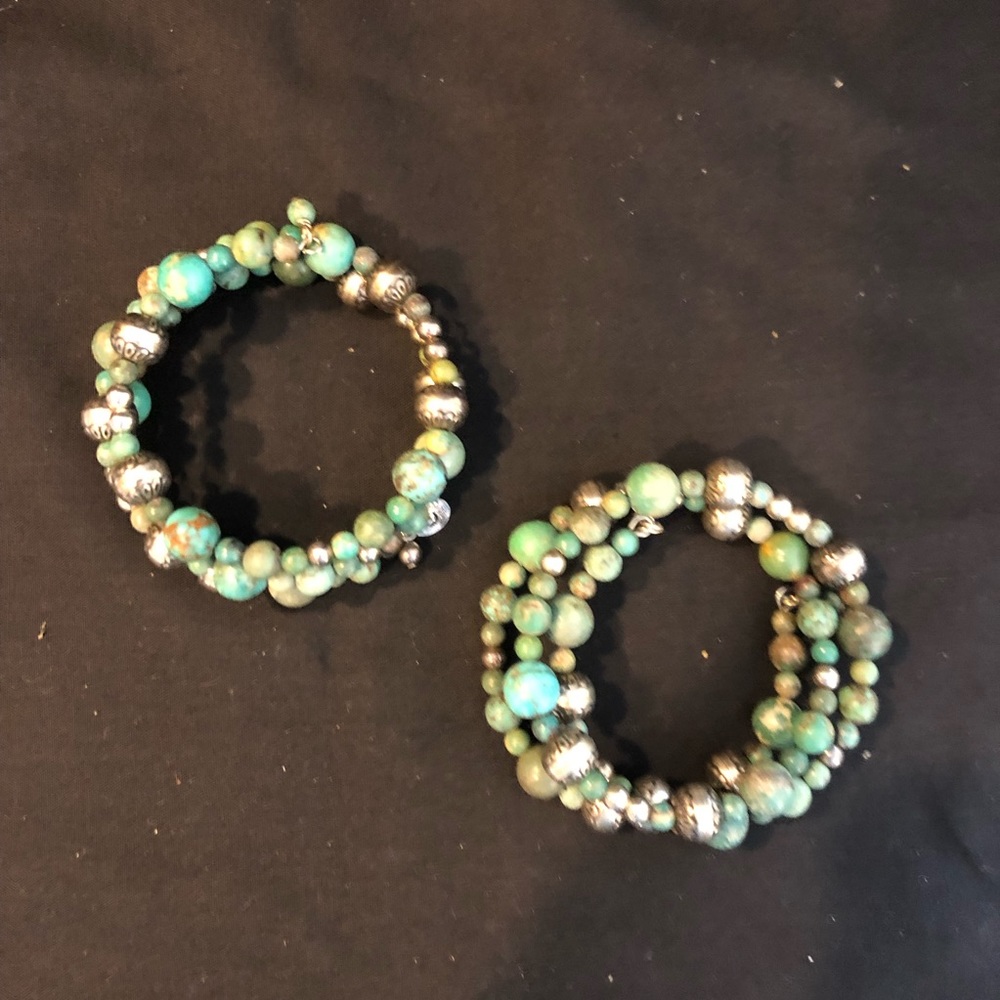 Set of green wrap bracelets